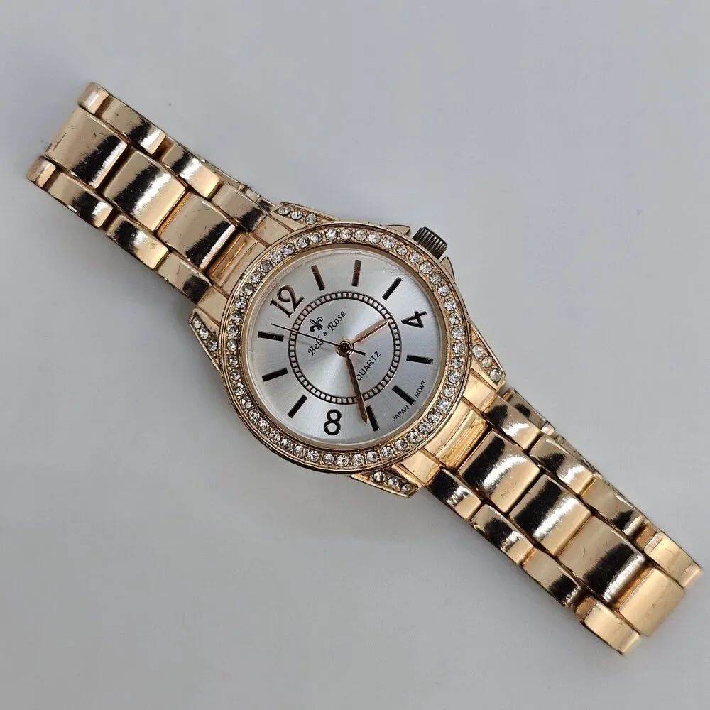 Bell Rose‎ Women's Watch 30MM Gold Dial Gold Bracelet Band 7